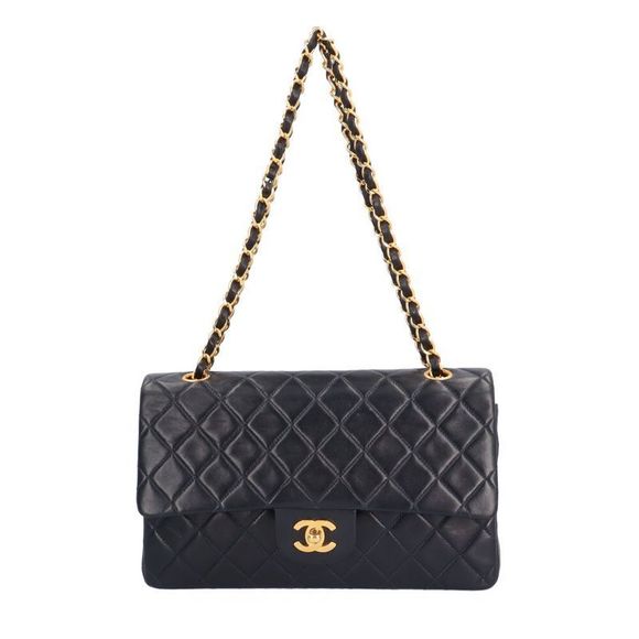 Chanel Double Flap 25 Matelasse Shoulder Bag Lambskin Navy Ladies Chanel - Picture 1 of 9